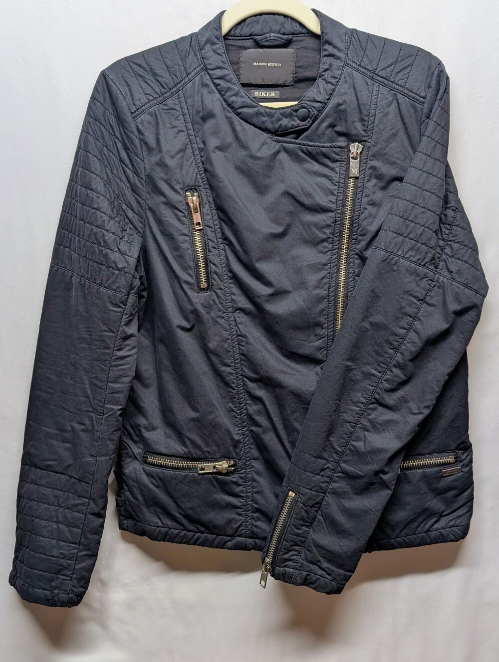 Maison Scotch Black Quilted Biker Jacket